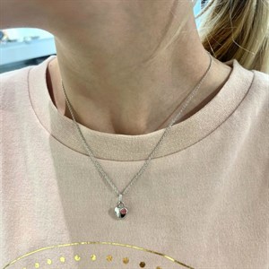 Herz-Halskette aus silber mit rosa Kristall | 869 110